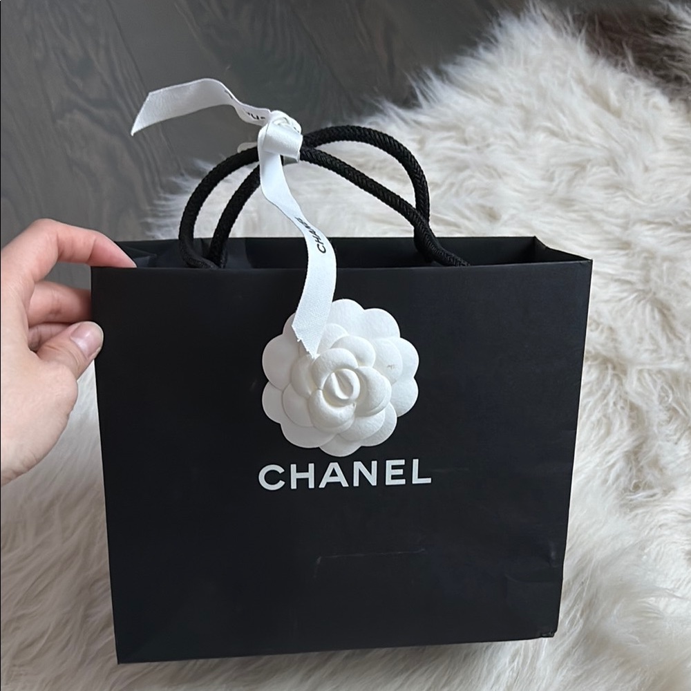 Chanel Black and White Paper Bag